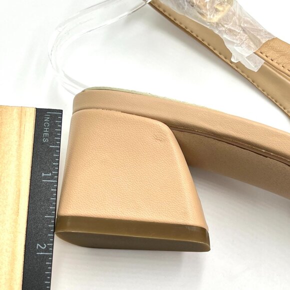 Franco Sarto 6.5 Racer Beige Nude‎ Tan Leather Slingback Block Heels Pumps Shoes - Picture 11 of 12